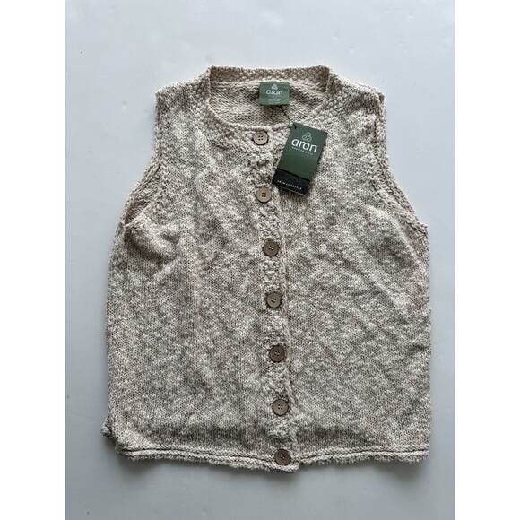 Aran Woollen Mills Sweater Vest Women’s Cotton Linen Button Tank Large - Picture 1 of 5